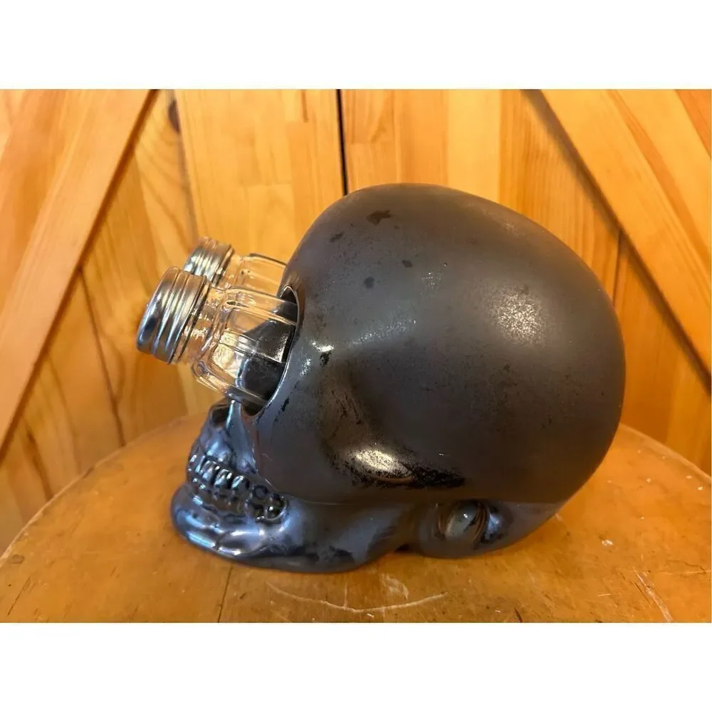 Skull Eyes Stoneware Salt and Pepper Set New In Box (3943)